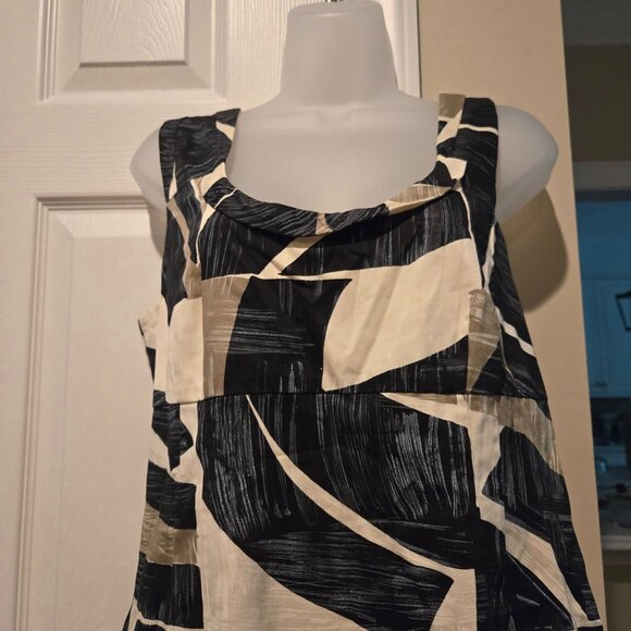 Weekend Max Mara Sleeveless Cotton Printed Geometric Shift Dress Size 12 - Picture 6 of 16